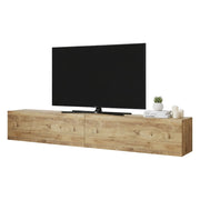 Mobile porta TV Pavone, Credenza da soggiorno, Armadio basso per TV, Base parete attrezzata, 180x32h30 cm, Quercia