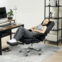 Sedia con Massaggio per Ufficio, Incluso Poggiapiedi, Altezza Regolabile, 64 cm x 70 cm x 118 cm, Nero