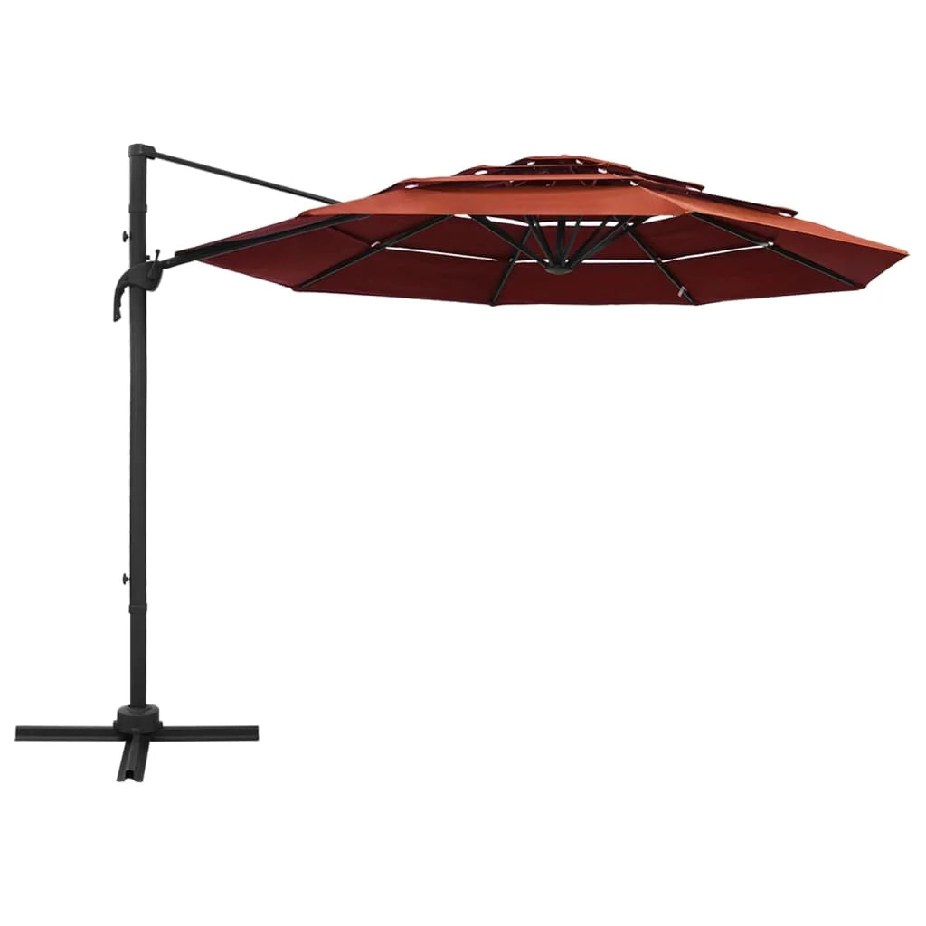 Ombrellone a quattro livelli con palo in alluminio arancione 3 x 3 m 02_0008797