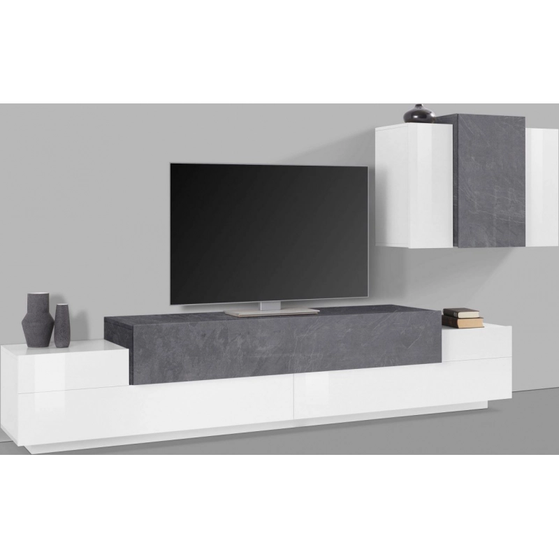 Set Soggiorno Coro 240 – Mobile + Pensile – Bianco e Report