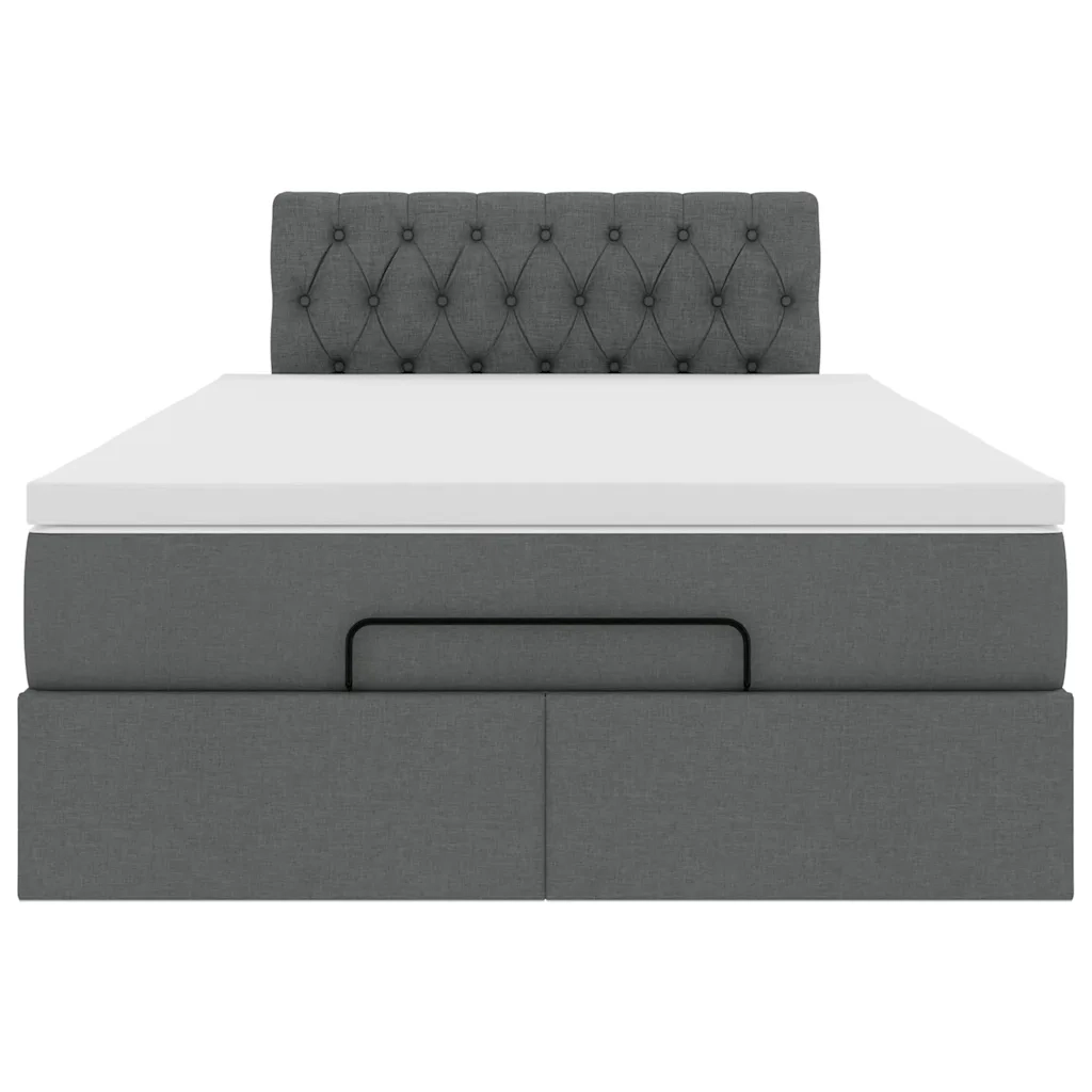 Pouf Letto con Materasso e LED Grigio Scuro 120x190 cm Tessuto 3312375