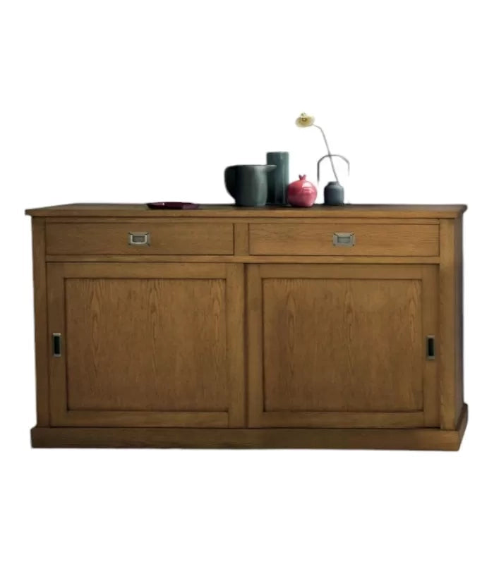 Madia credenza 2 ante scorrevoli 2 cassetti rovere nodato 150x50x90h (1641) - Mobili 2G