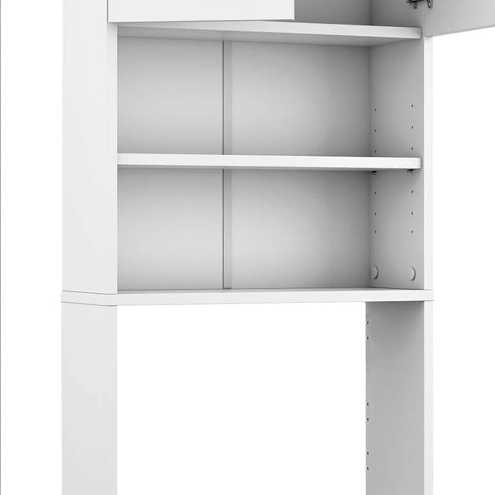 Armadietto per toilette, Bianco, 64 x 190 cm con 2 porte, per riporre articoli da bagno sopra il WC