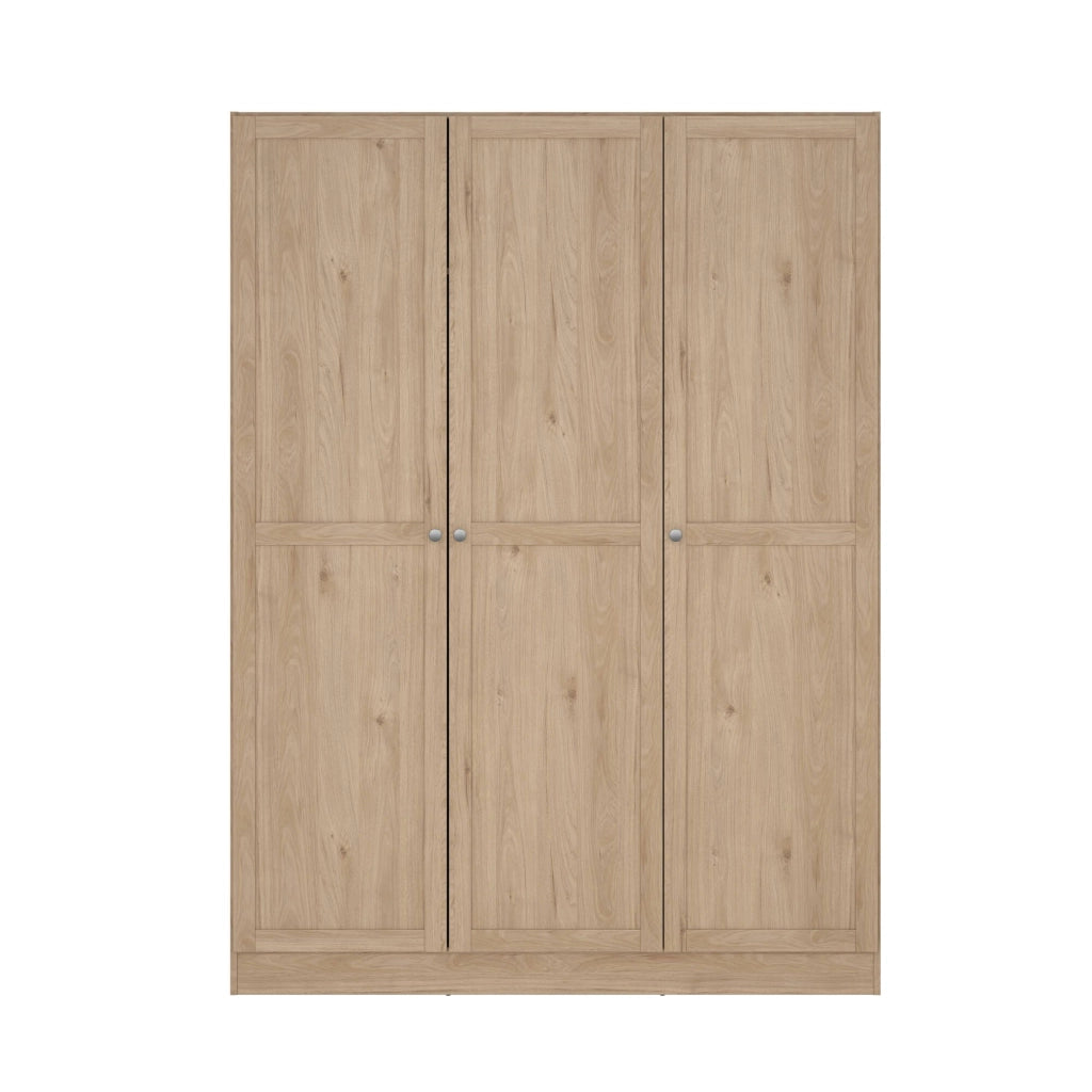Guardaroba 3 ante Gener, Mobile camera da letto, Cabina armadio portabiti, Armadio appendiabiti, 147x62 h200 cm, Rovere