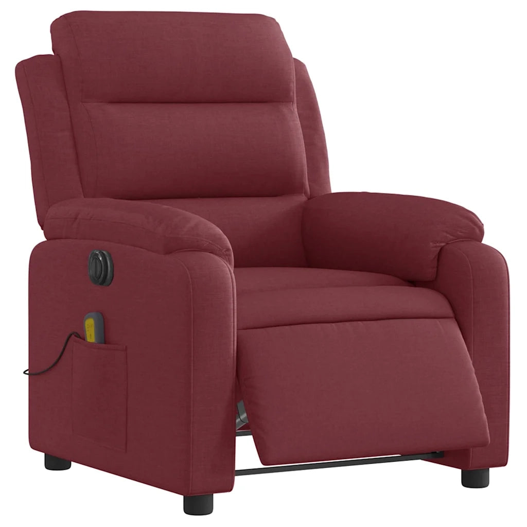 Poltrona Massaggiante | Sedia Relax Reclinabile Elettrica Rosso Vino Tessuto