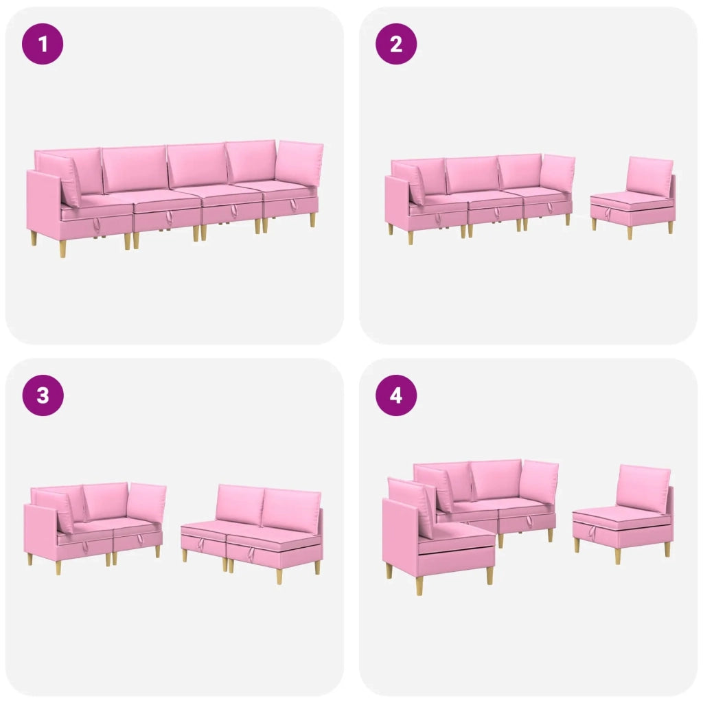Set di mobili per il soggiorno con cuscino 4 pcs Rosa Tessuto 3413724