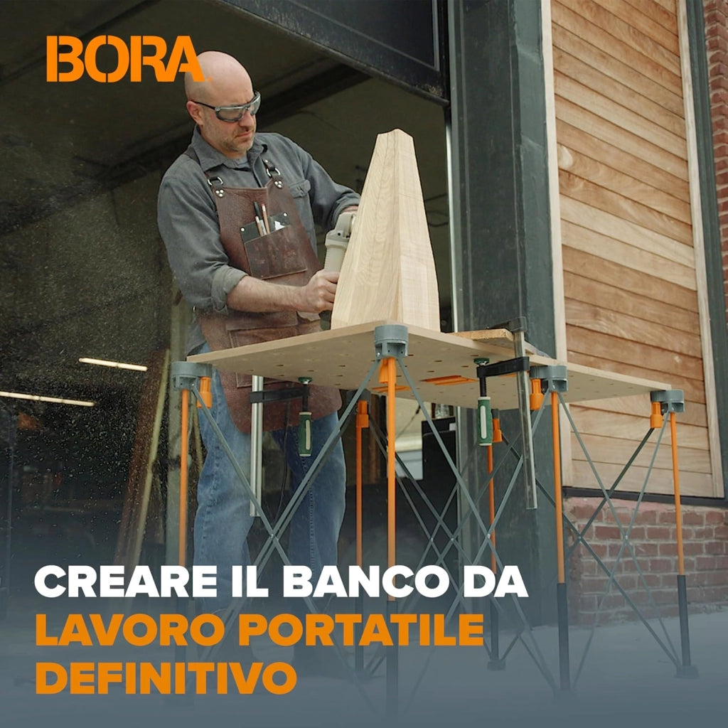Centipede CK22TM - Banco da lavoro per cavalli da lavoro centopiedi Bora – 61 x 121,9 cm – Include piano in legno con fori per cani da 20 mm + 6 maniglie di bloccaggio a rotazione rapida per