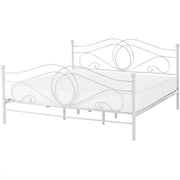 Letto in metallo bianco 180 x 200 cm con testiera a doghe e pediera retrò vintage