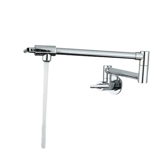 NILS | Rubinetto per acqua fredda a parete monoforo cromato | cucina professionale in acciaio inox | Parete pieghevole  con rubinetto pieghevole