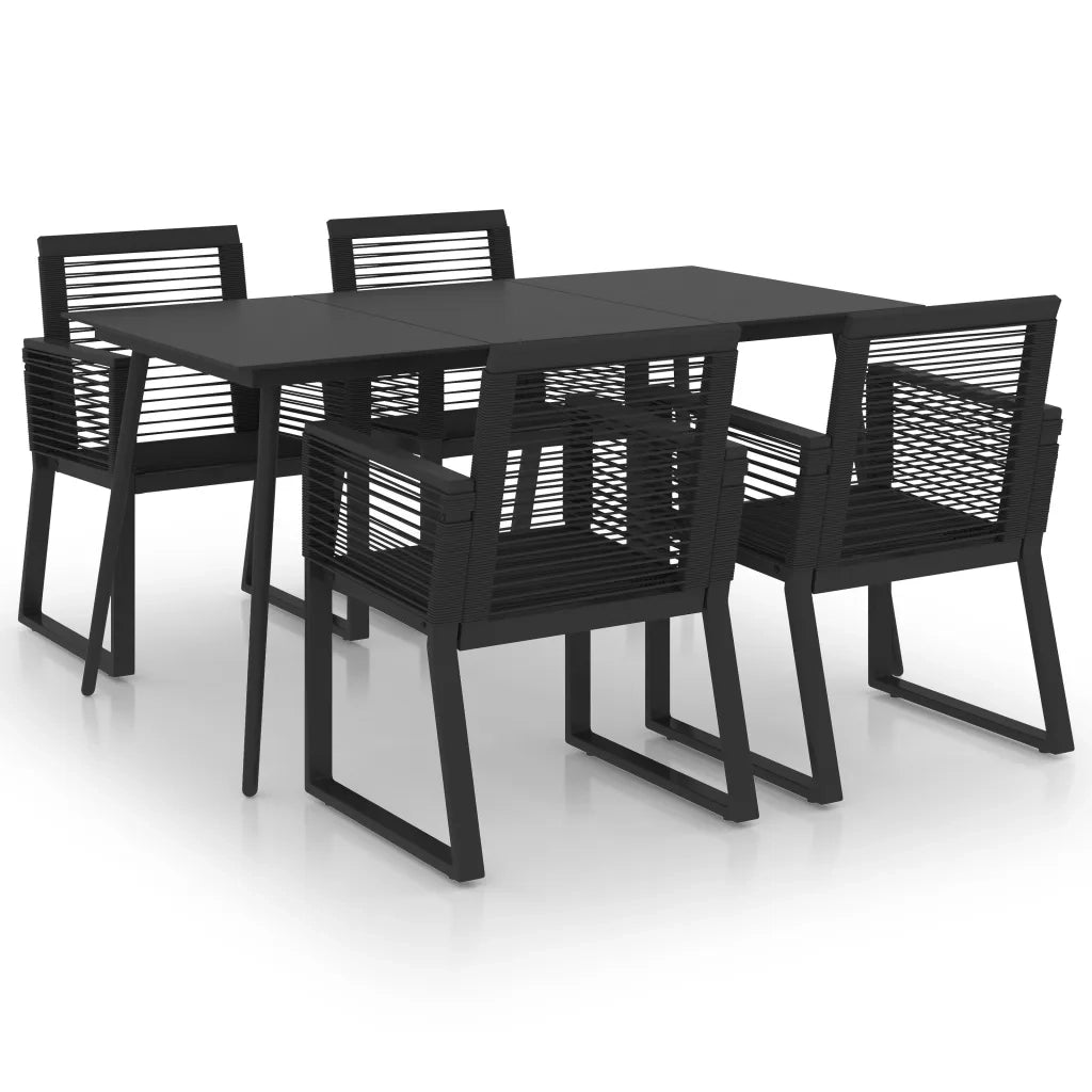 Set da Pranzo da Giardino 5 pz in Rattan PVC Nero 3060215