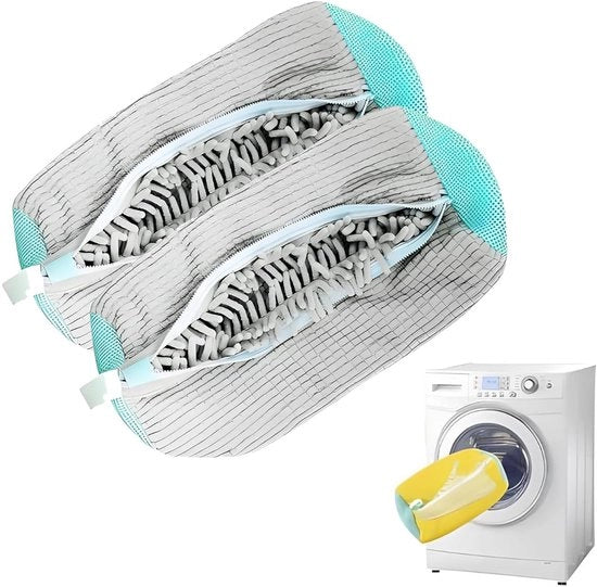 Pacco di 2 sacchetti per pulire le scarpe, 360° pulizia sacchetti per scarpe, sacchetti per scarpe in piuma riciclabili con cerniera per scarpe da tennis e da basket, 39×19cm (grigio)