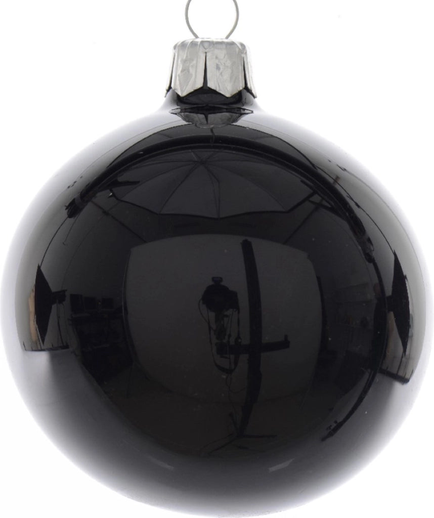 Box Da 6 Palline Di Natale Lucida Nera 6 Cm