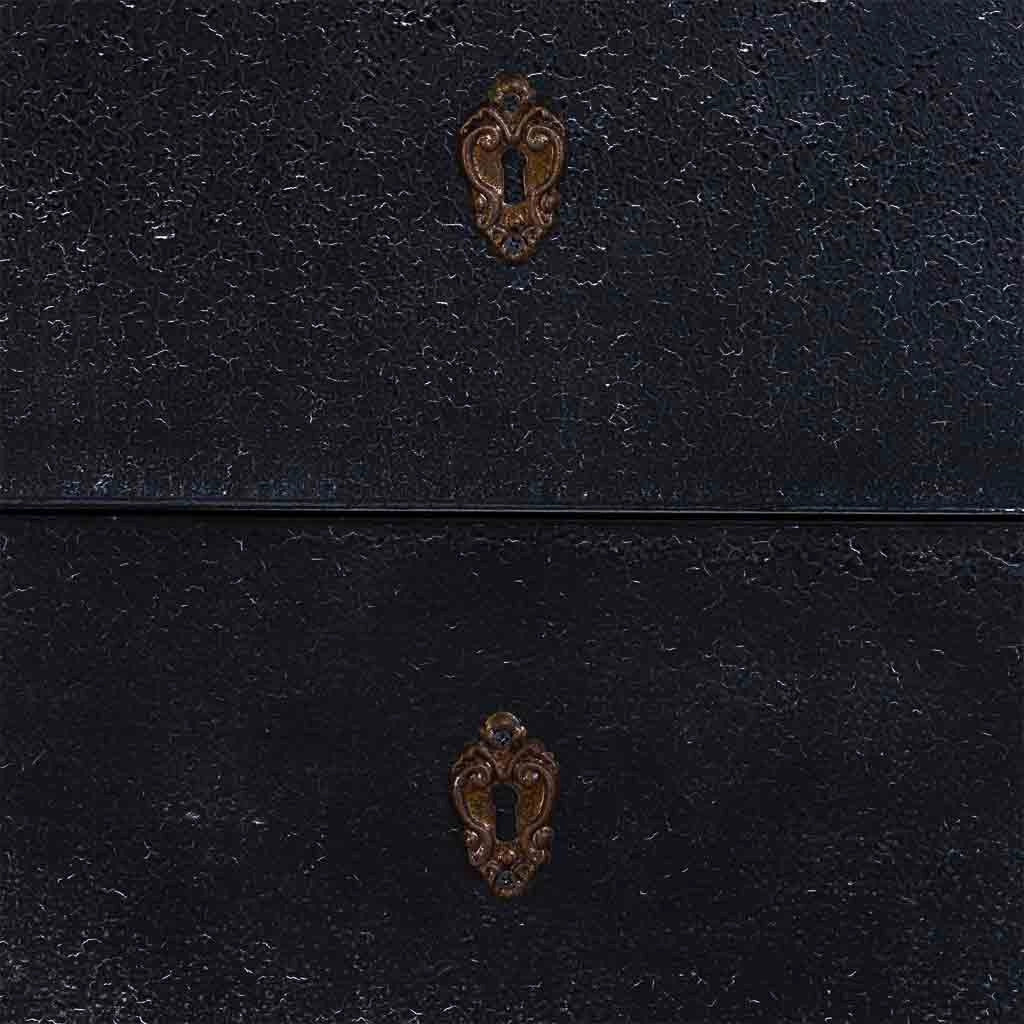 Comò in legno laccato nero invecchiato con 4 cassetti 100x40x90h cm