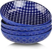 Set di piatti in ceramica, 4pz grandi conchiglie 4oz, 8,5" piatti da servizio, piatti larghi e bassi per cucina, colore blu trendy