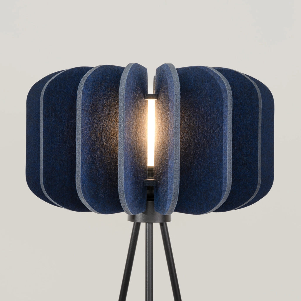 Lampada da terra treppiede feltro blu E27 Pure Lume