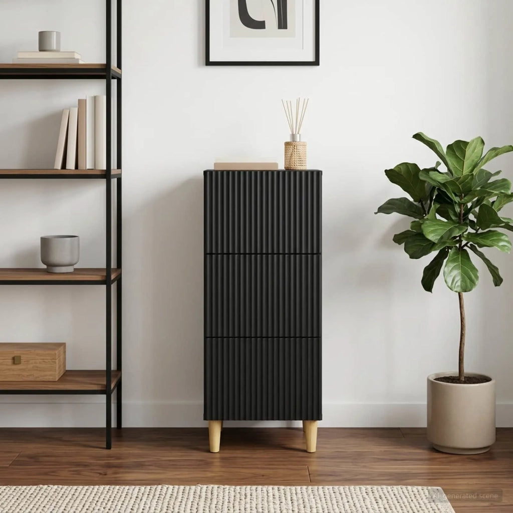 Mobile con Cassetti Nero 33 x 34,5 x 90 cm Legno ingegnerizzato 894616