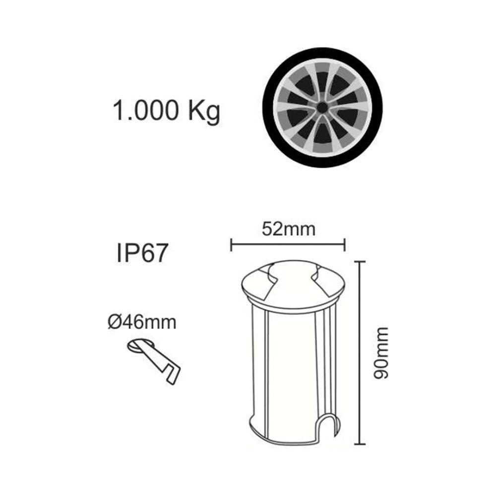 Beneito & Faure - Segnapasso led da esterno Ina 2W 3000K - Faretto da incasso a luce calda IP67 da parete o pavimento