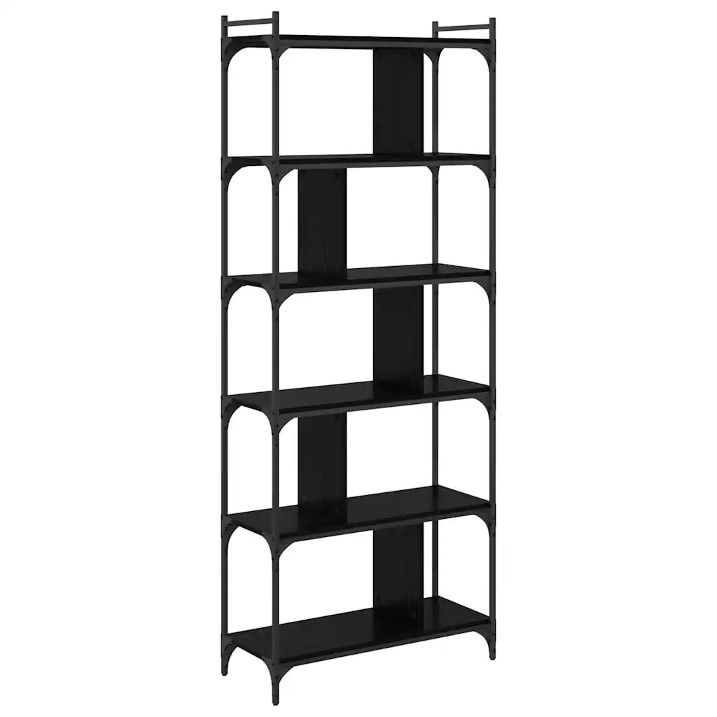 Libreria-Scaffale per Libri-Mobile di Stoccaggio Rovere nero 76 x 32 x 192 cm Legno multistrato