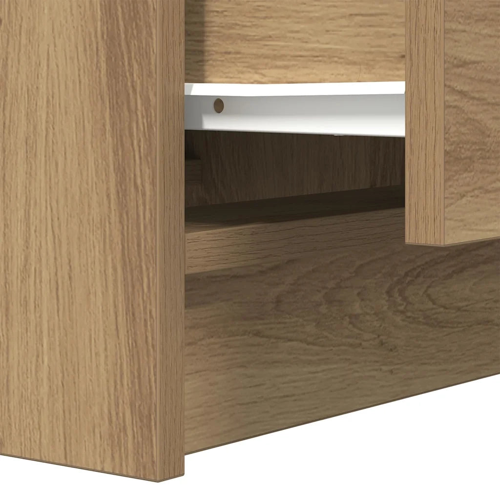 Comodino con 2 Cassetti Rovere Artigianale 38x34x80 cm