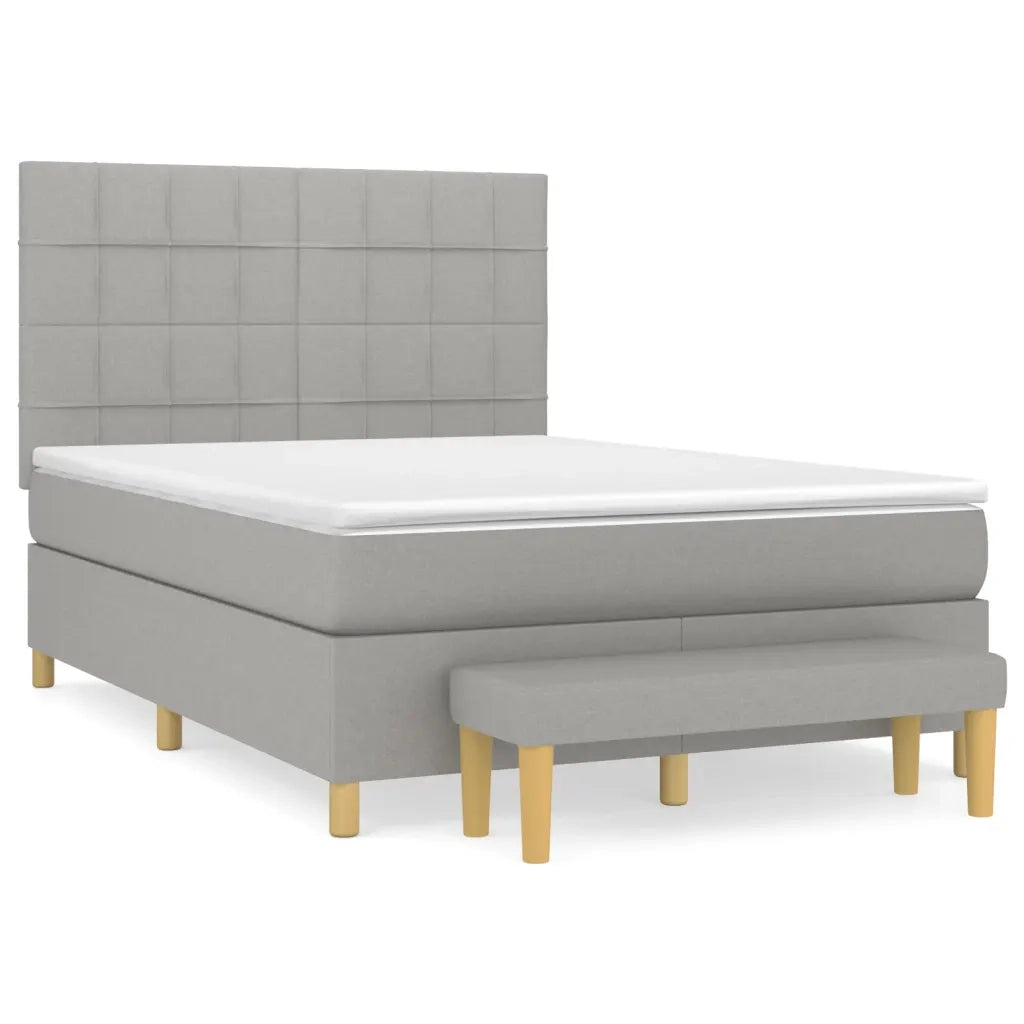 Giroletto a Molle con Materasso Grigio Chiaro 140x190cm Tessuto 3137149
