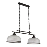 Lampadario Rustico-Country Highworth Acciaio Nero Vetro Trasparente 2 Luci E27