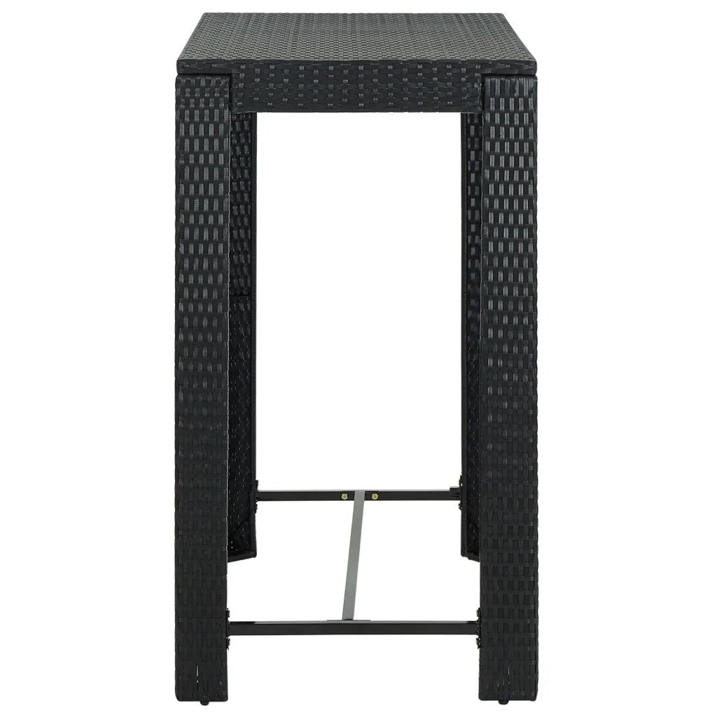 Tavolo da Bar da Giardino Nero 100x60,5x110,5 cm Polyrattan 45874
