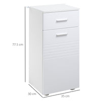 Mobile Bagno 1 Anta 1 Cassetto 35x30x77,5 cm in Legno Bianco