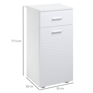 Mobile Bagno 1 Anta 1 Cassetto 35x30x77,5 cm in Legno Bianco