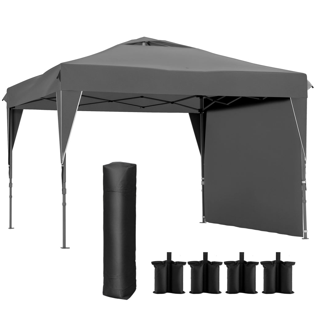 Gazebo da giardino pieghevole con parete laterale ¨C zephmum ¨C acciaio tessuto Oxford