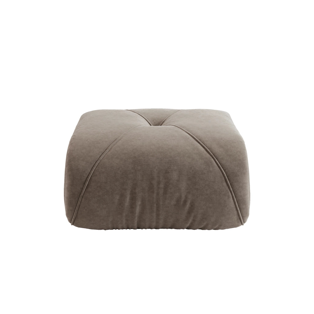 POUF Imbottito in Chenille Taupe