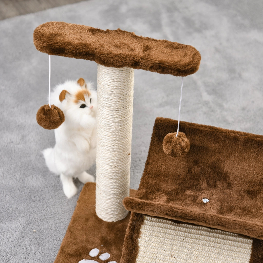 Albero tiragraffi per gatti con tunnel e mensola ¨C zephmum ¨C 43 cm marrone