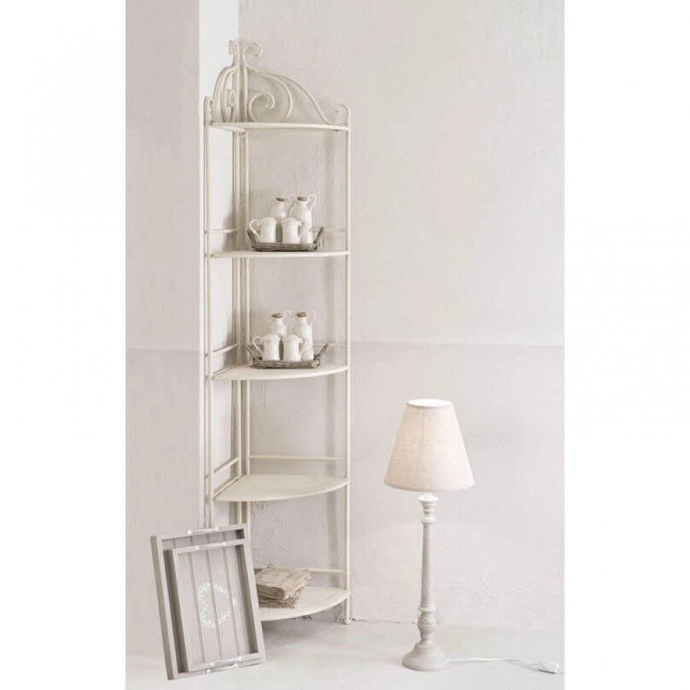 Portapiante Arianne 5 Piani Ad Angolo 50x35x175 h cm in Acciaio Bianco
