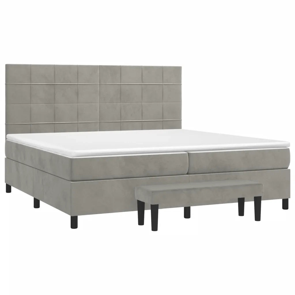 Giroletto a Molle con Materasso Grigio Chiaro 200x200cm Velluto 3137863