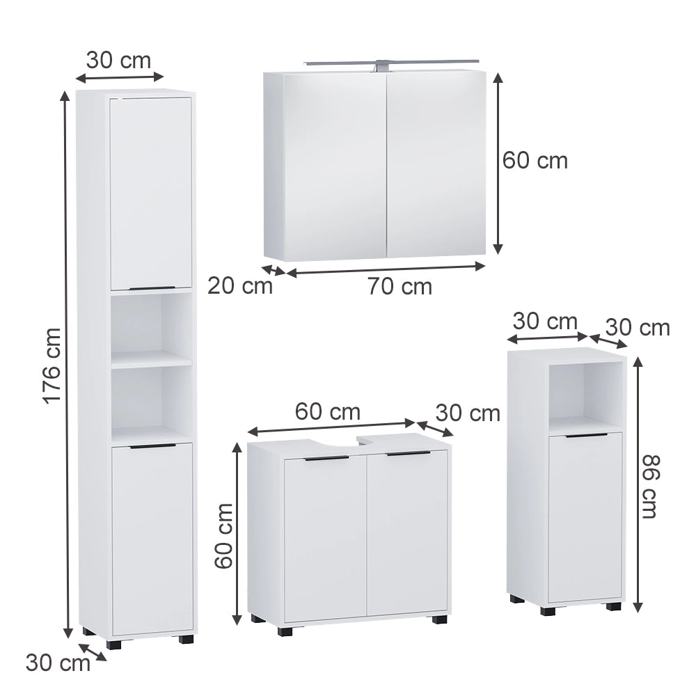 Vicco Set di mobili da bagno Bianco 4 parti