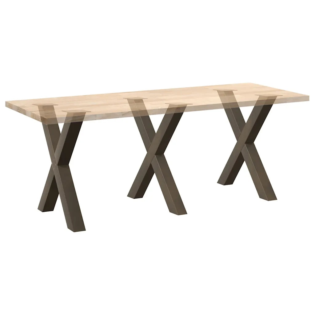 vidaXL Gambe per tavolo da pranzo a forma di X 3 pz in acciaio naturale 70x(72-73) cm