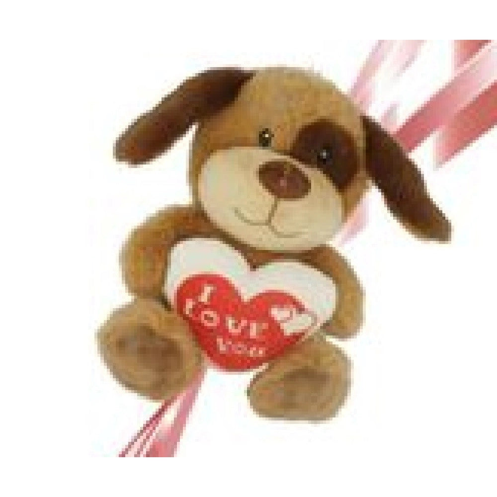 Trade Shop - Peluche Cane Con Cuore Scritta "i Love You" 30cm Idea Regalo San Valentino 93703 -