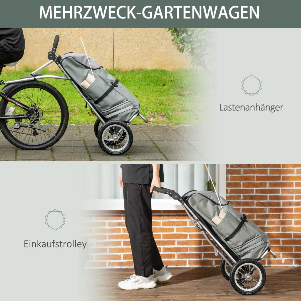 Carrello portabagagli 2 in 1 per bicicletta e spesa grigio
