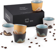 Set di 5 tazze per caffè espresso in ceramica artigianale - 90 ml, spessi e lavabili in lavastoviglie