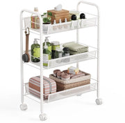 Carrello di Stoccaggio 3 Livelli - Trolley Mobili - Cucina/Bagno - Portatile - Stabile - Metallo di Alta Qualità