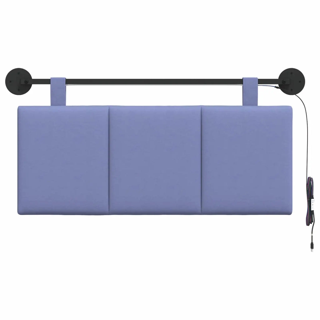 Testiera sospesa Con luce LED Blu jeans Tessuto