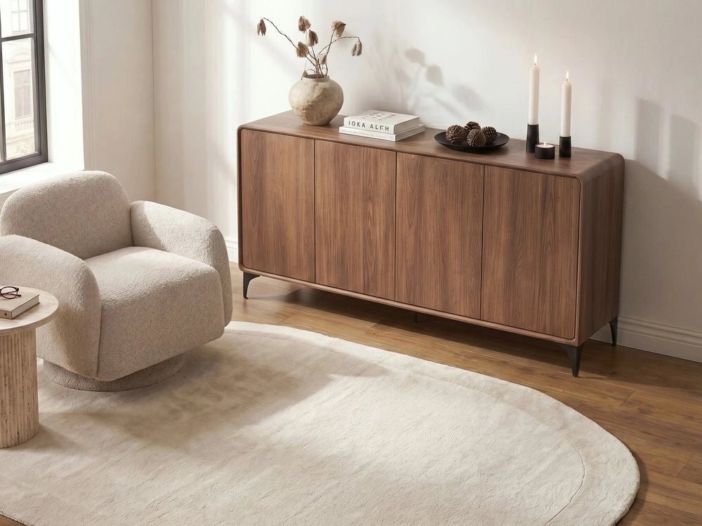 Credenza marrone scuro in MDF impiallacciato con 4 ante Cowell