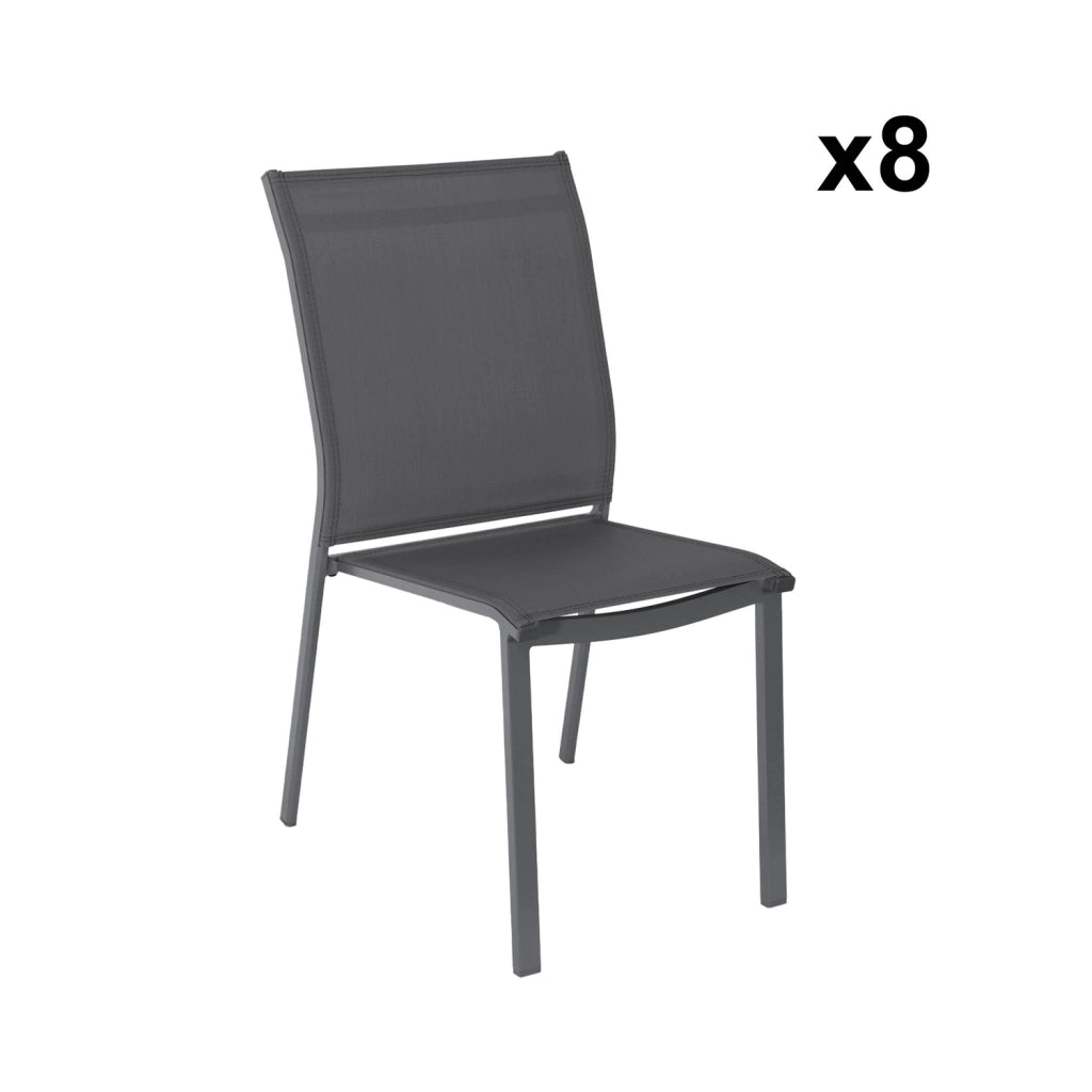 Set tavolo allungabile in alluminio con 10 sedie, antracite