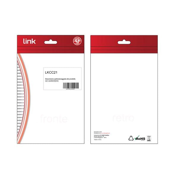 Cavo Usb Link LKCC202. - Connettore 1: USB C, Connettore 2: USB C - Versione USB 2.0 - 2mt. - Nero