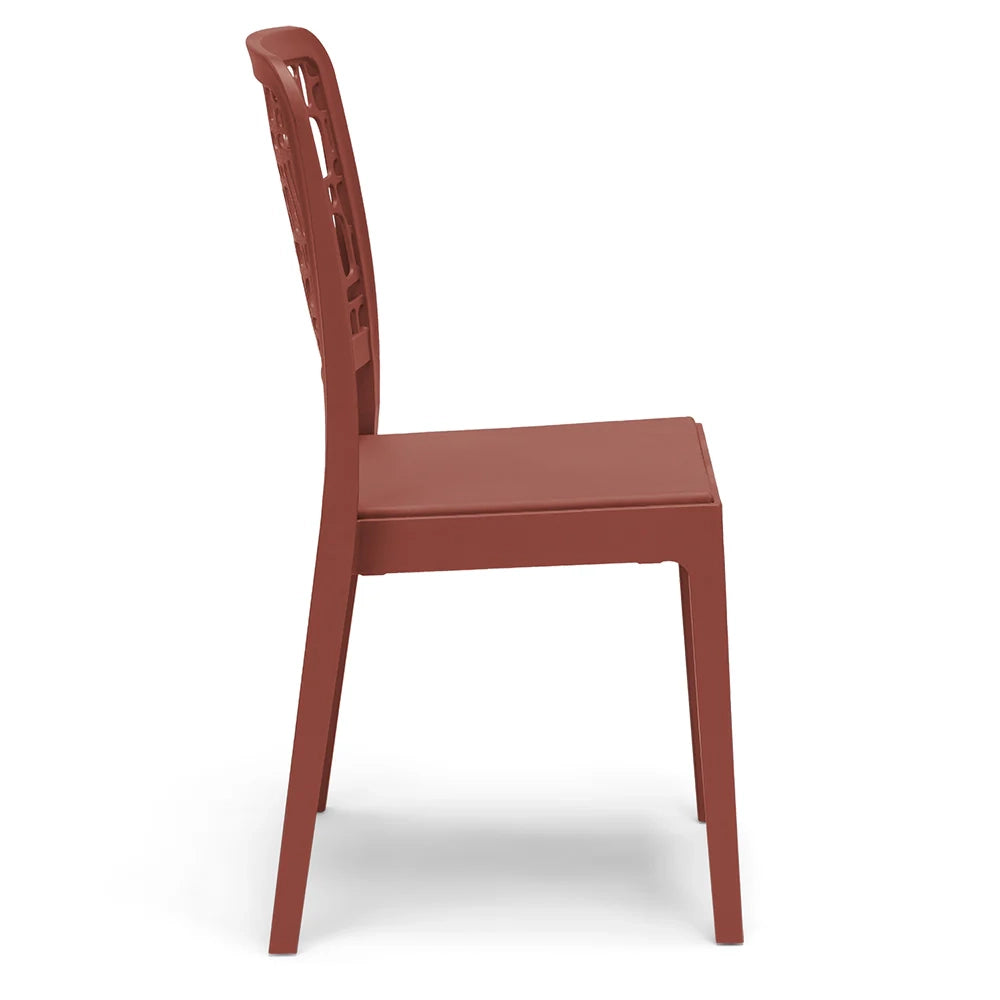Sedia in polipropilene MEDEA, impilabile, resistente ai raggi UV, design moderno, ideale per sala da pranzo, cucina, sala d’attesa, bar, ristoranti o giardino, colore Mattone