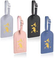 Etichette per bagagli 4 pezzi - PU - identificazione - etichette per bagaglio - accessori da viaggio - design a rilievo bronzo - etichetta per bagaglio