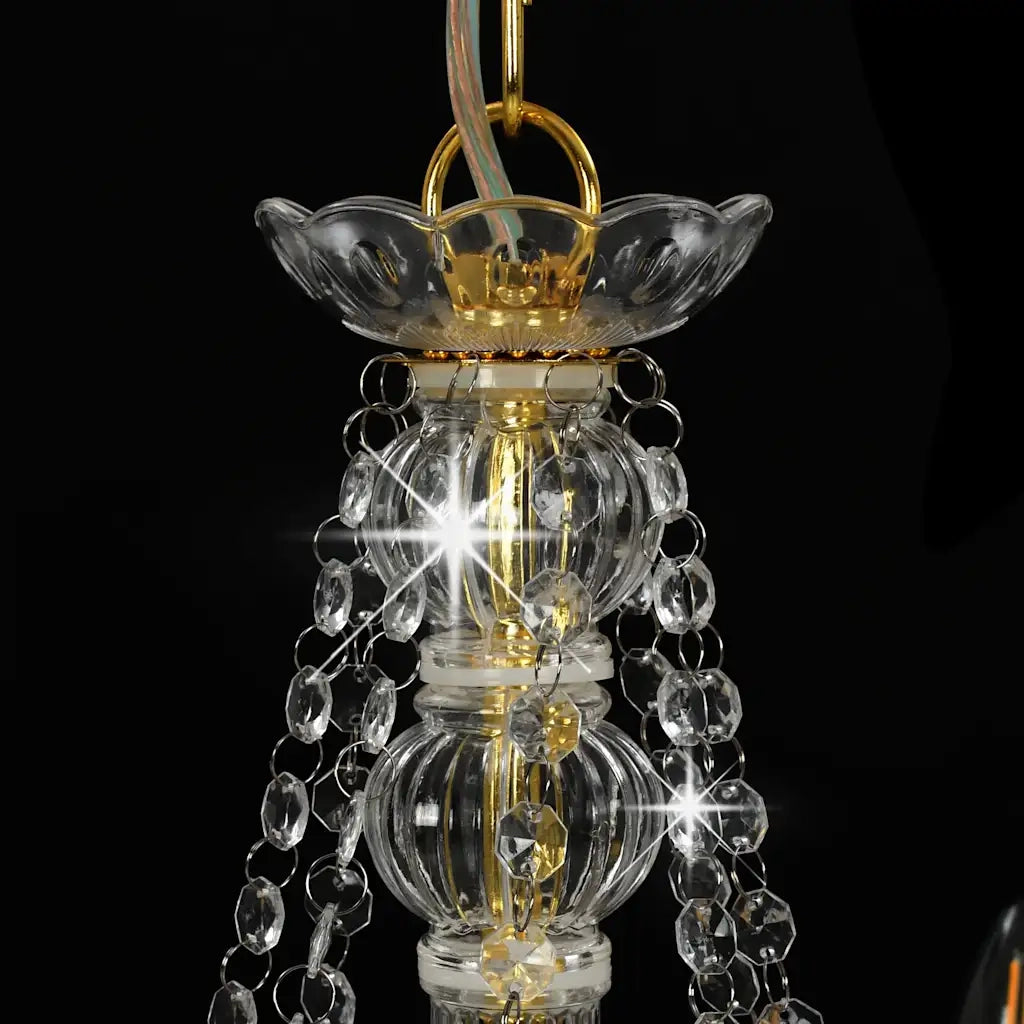 Lampadario con Perline Dorato 8 Lampadine E14 CFW3897379
