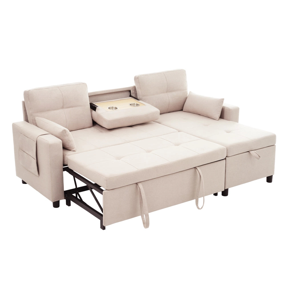 Divano Letto Angolare Modulare ¨C MINIMAL ¨C con Contenitore e Portabicchieri
