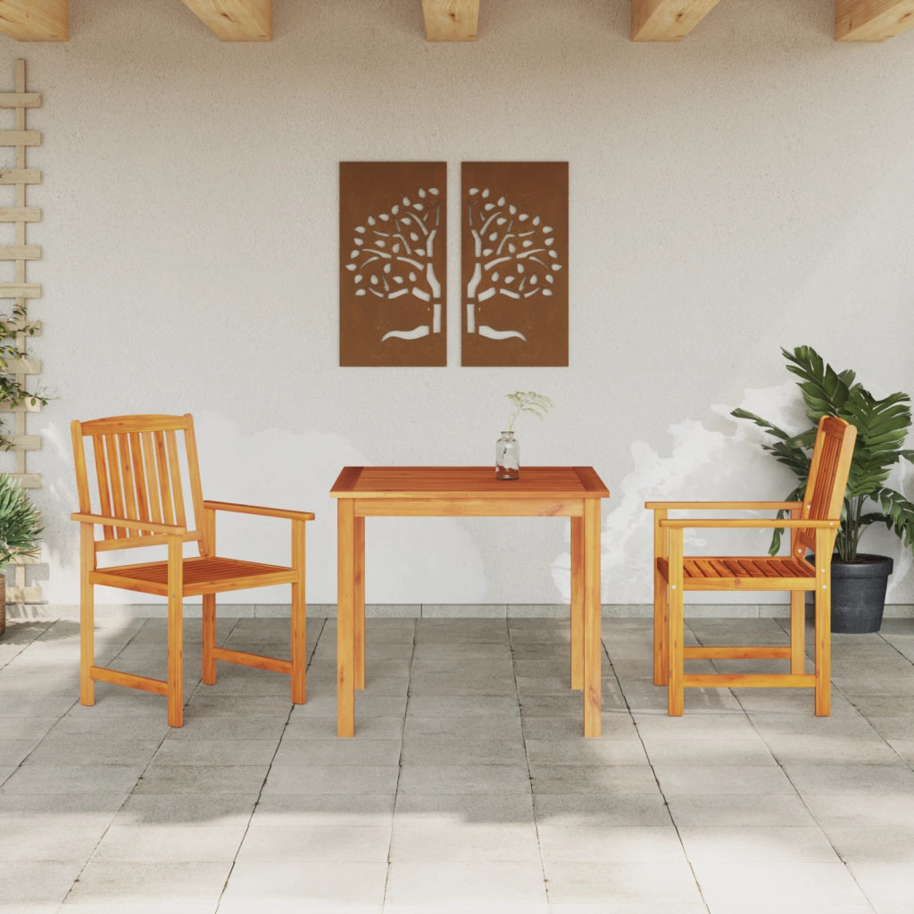 Set Pranzo Giardino 3 Pezzi in Legno Massello di Acacia
