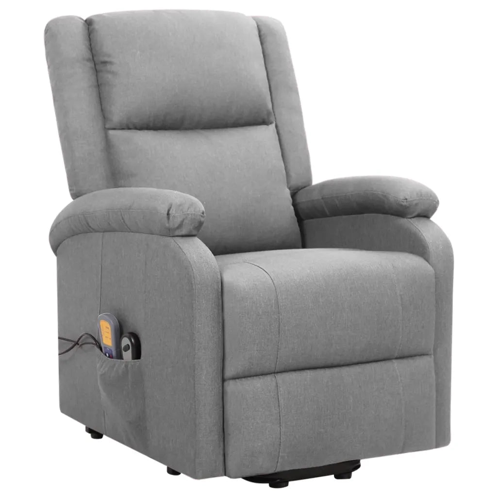 Poltrona Alzapersona Massaggiante | Sedia Relax Grigio Chiaro Tessuto