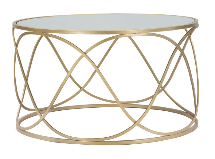 Tavolo da Caffé Lury Ø70x40 cm in Ferro e Vetro e MDF Oro